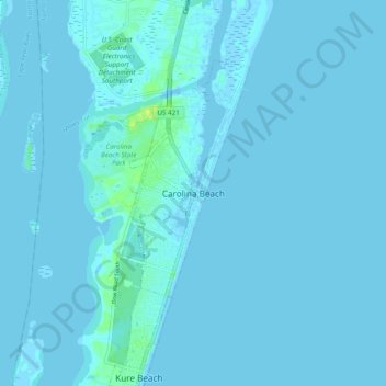 Carolina Beach topographic map, elevation, terrain