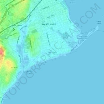 Savin Rock topographic map, elevation, terrain