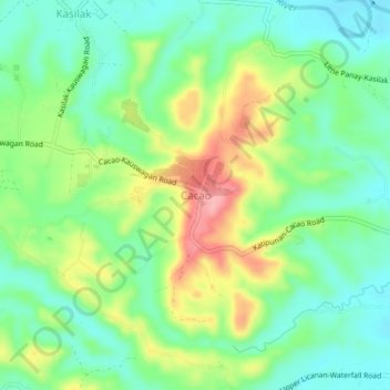 Cacao topographic map, elevation, terrain