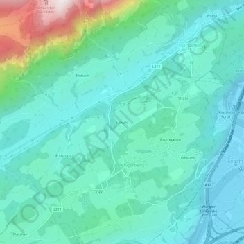Edwald topographic map, elevation, terrain