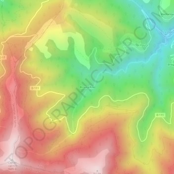 Broucaillou topographic map, elevation, terrain