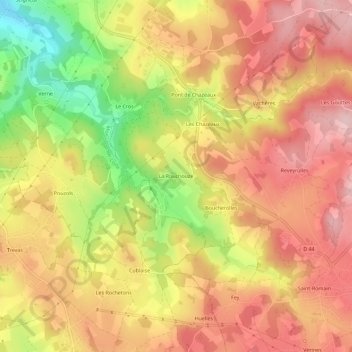 La Rouchouze topographic map, elevation, terrain
