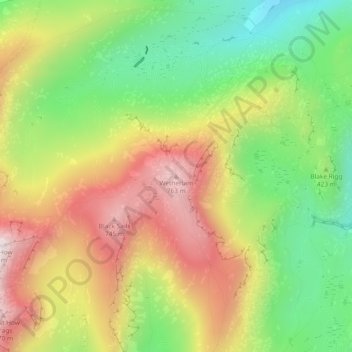 Wetherlam topographic map, elevation, terrain