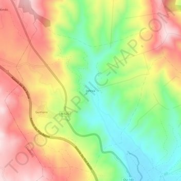 Infesta topographic map, elevation, terrain