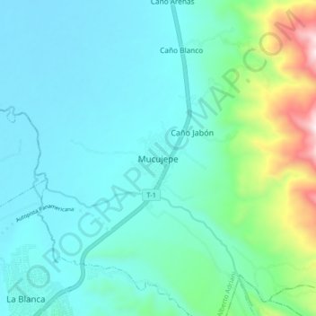 Mucujepe topographic map, elevation, terrain