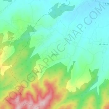 Vërban topographic map, elevation, terrain