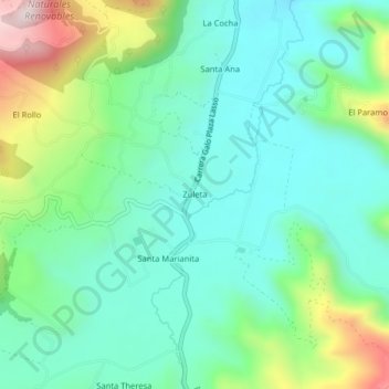 Zuleta topographic map, elevation, terrain