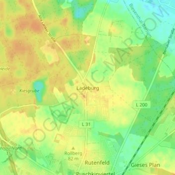 Ladeburg topographic map, elevation, terrain