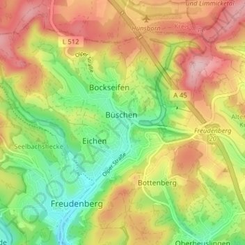 Büschergrund topographic map, elevation, terrain