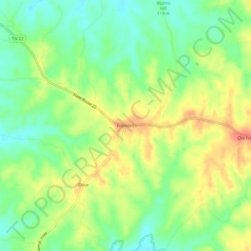 Fremont topographic map, elevation, terrain