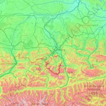 Berchtesgadener Land topographic map, elevation, terrain