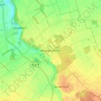 Müddersheim topographic map, elevation, terrain