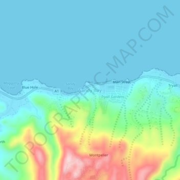Sandy Bay topographic map, elevation, terrain