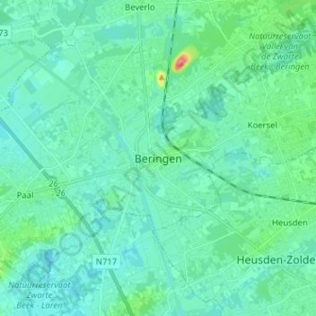 Beringen topographic map, elevation, terrain