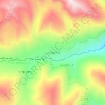Uchuhuma topographic map, elevation, terrain