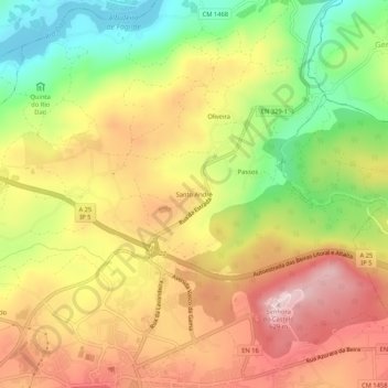 Santo André topographic map, elevation, terrain