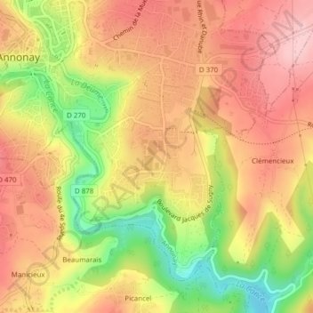 Vissenty topographic map, elevation, terrain