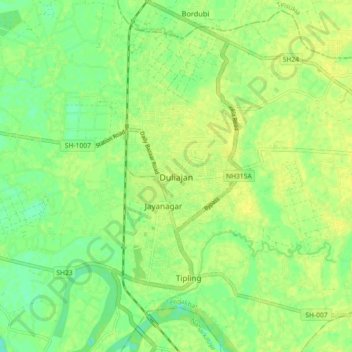 Duliajan topographic map, elevation, terrain