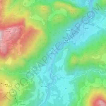 Hallenstein topographic map, elevation, terrain