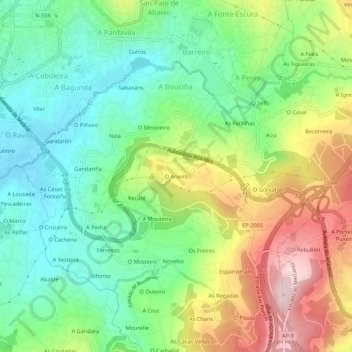 O Arieiro topographic map, elevation, terrain