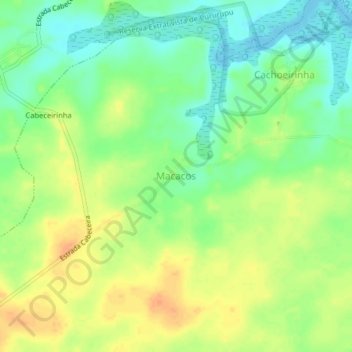 Macacos topographic map, elevation, terrain