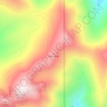 tiger peak topographic map, elevation, terrain