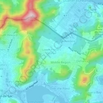 Lower Prince's Quarter topographic map, elevation, terrain