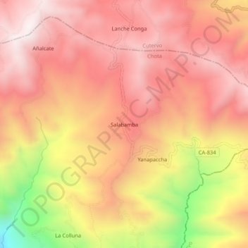 Salabamba topographic map, elevation, terrain