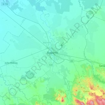 Bayamo topographic map, elevation, terrain