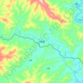 六堡镇 topographic map, elevation, terrain