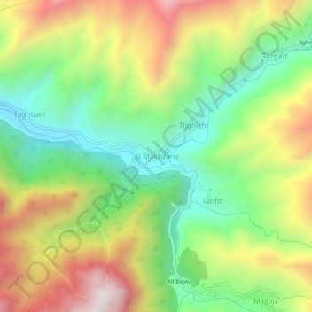 Al Makhzane topographic map, elevation, terrain