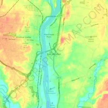 East Windsor topographic map, elevation, terrain