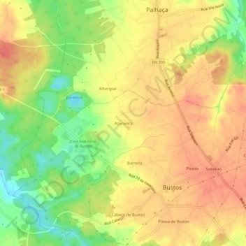 Azurveira topographic map, elevation, terrain
