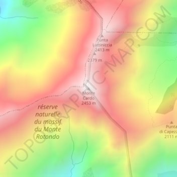 Monte Cardo topographic map, elevation, terrain