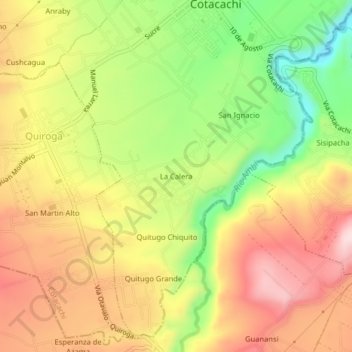 La Calera topographic map, elevation, terrain