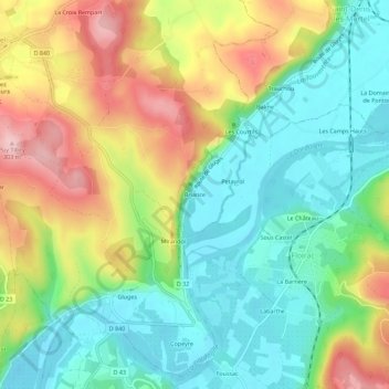 Briance topographic map, elevation, terrain