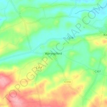 Waringsford topographic map, elevation, terrain