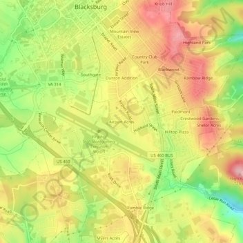 Airport Acres topographic map, elevation, terrain