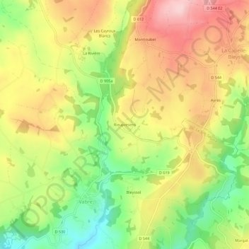 Rieupresens topographic map, elevation, terrain