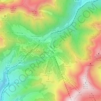 Super Lioran topographic map, elevation, terrain