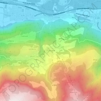 Le Bourgeal topographic map, elevation, terrain