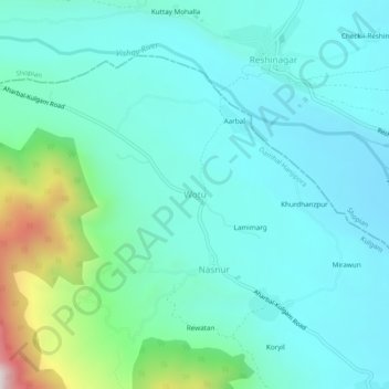 Wotu topographic map, elevation, terrain