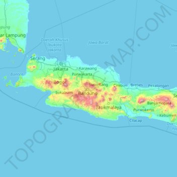 West Java topographic map, elevation, terrain
