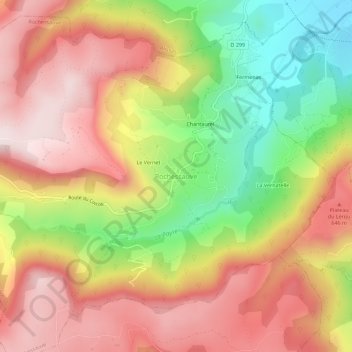 Rochessauve topographic map, elevation, terrain