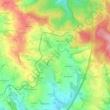Neukirchen am Inn topographic map, elevation, terrain