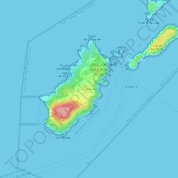 San Domino topographic map, elevation, terrain