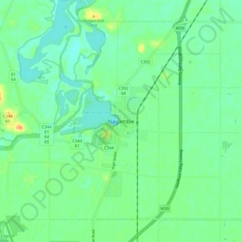 Nagambie topographic map, elevation, terrain