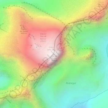 Pan de Azucar topographic map, elevation, terrain