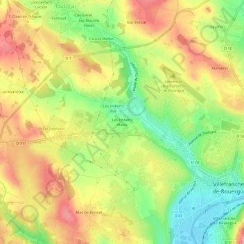 Les Imberts Hauts topographic map, elevation, terrain