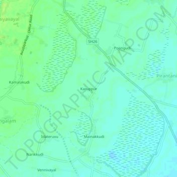 Karuppur topographic map, elevation, terrain